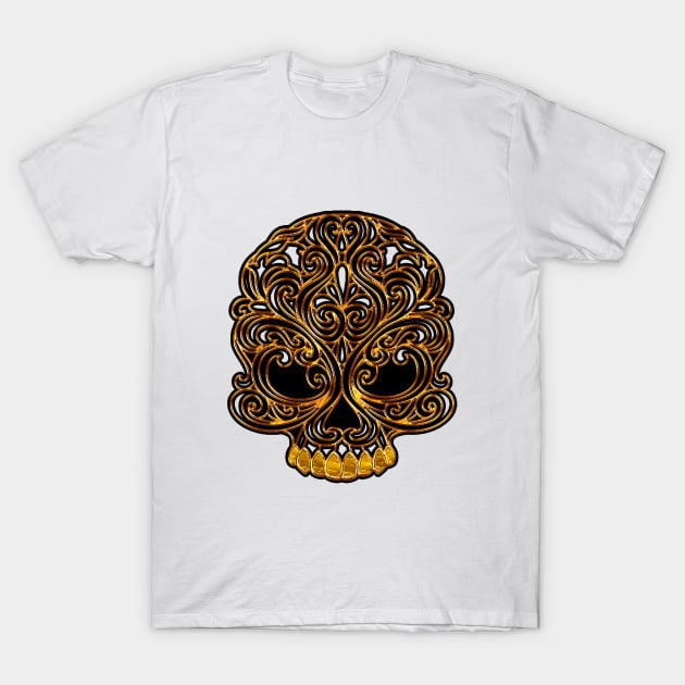 golden skull T-Shirt by KHMISSA ART